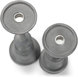 Drew Derose Farmhouse Distressed Grey 14 and 11 inch Wood Pillar Tapered Candle Stick Holders, Set of 2 at Socialight Candles