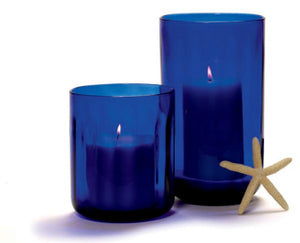 TAG Cobalt Glass Hurricane Vase & Candle Holder - Short