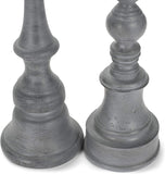 Drew Derose Farmhouse Distressed Grey 14 and 11 inch Wood Pillar Tapered Candle Stick Holders, Set of 2 at Socialight Candles